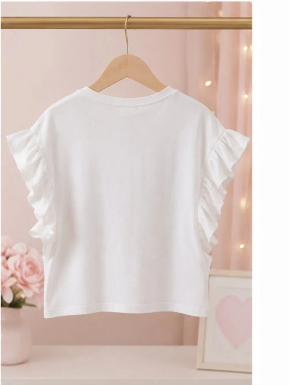NEXT Girls Sequin Unicorn Frill Sleeve Top | Size 5